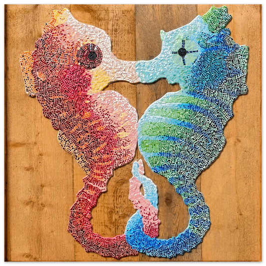 Our Light Beneath the Waves Seahorse Mosaic Kit | Luxury Mosaic Art Kit with Plywood Board | 🛠 Luxury Kit