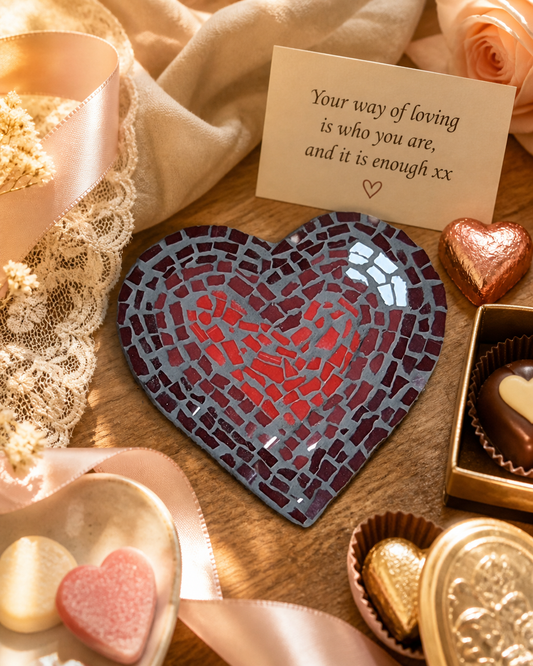 Love Heart Mosaic Coaster DIY Kit – 10cm Shaped | Beginner-Friendly | 🌱 Level 1