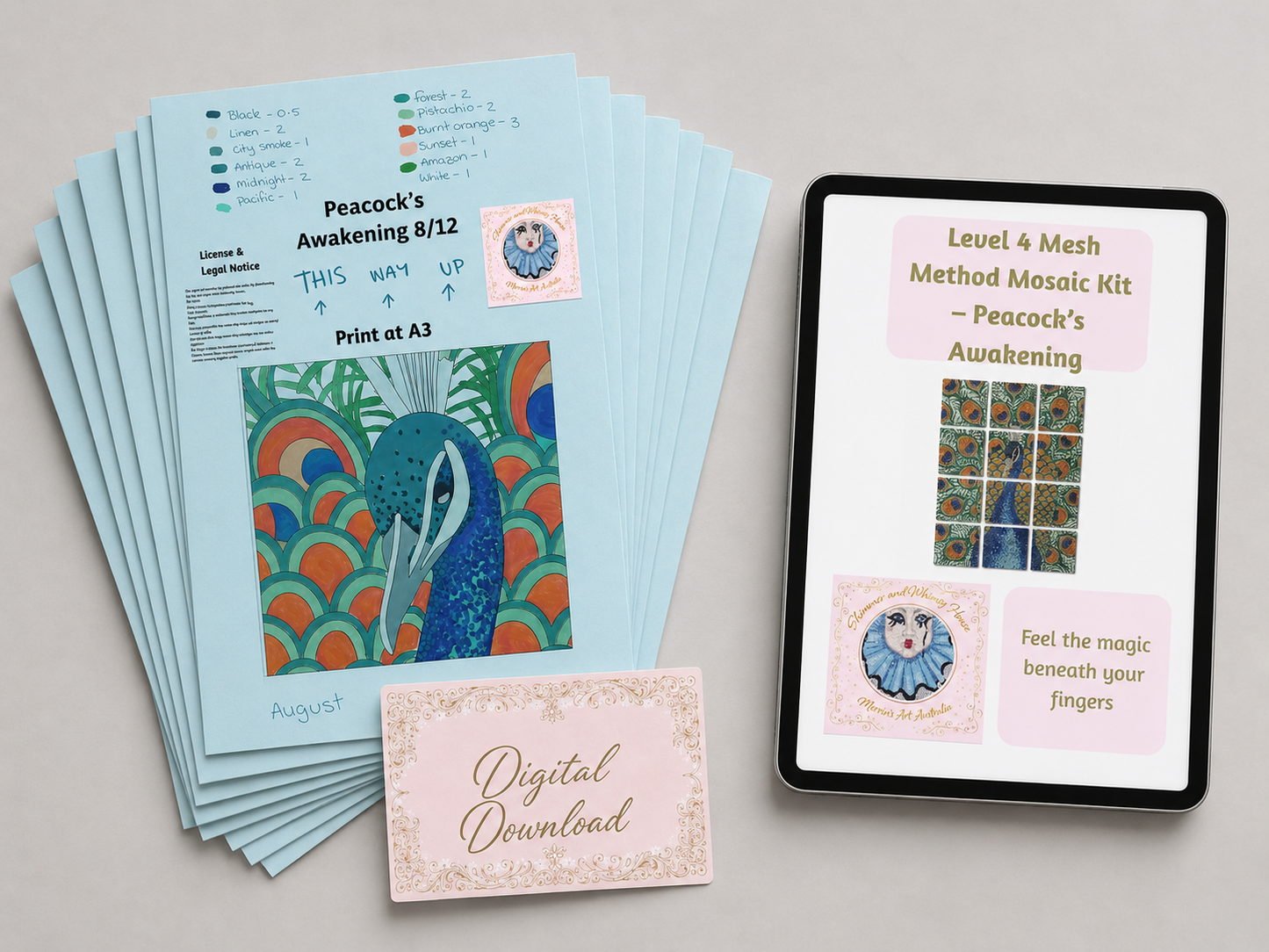 The Peacock's Awakening Mosaic Design | Digital Design + Instructions