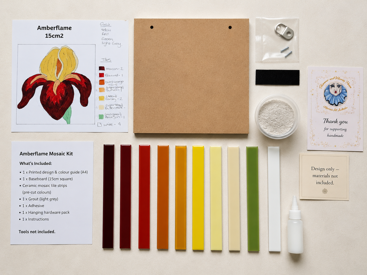 Amberflame Iris Hanging Mosaic Maker’s Studio DIY Kits | 15cm Square | 🛠 Level 2