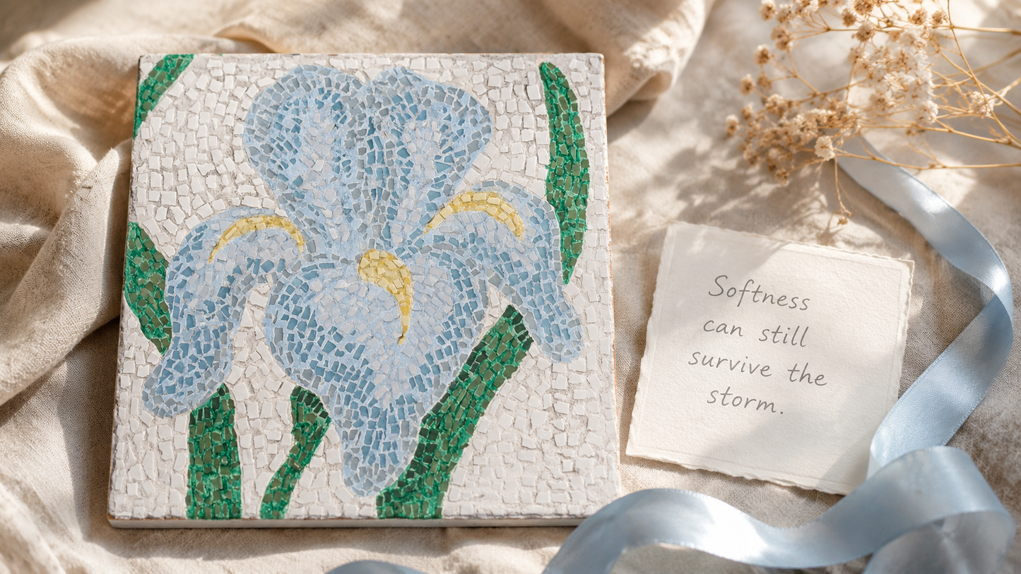Aveline Iris Mosaic | One-of-a-Kind Handmade Floral Mosaic Art