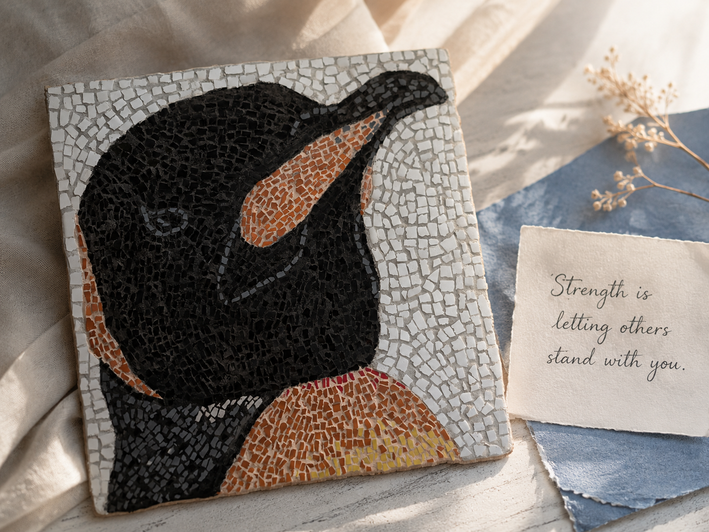 "Emperor Aurelius" Large Hanging Emperor Penguin Mosaic — One of a Kind