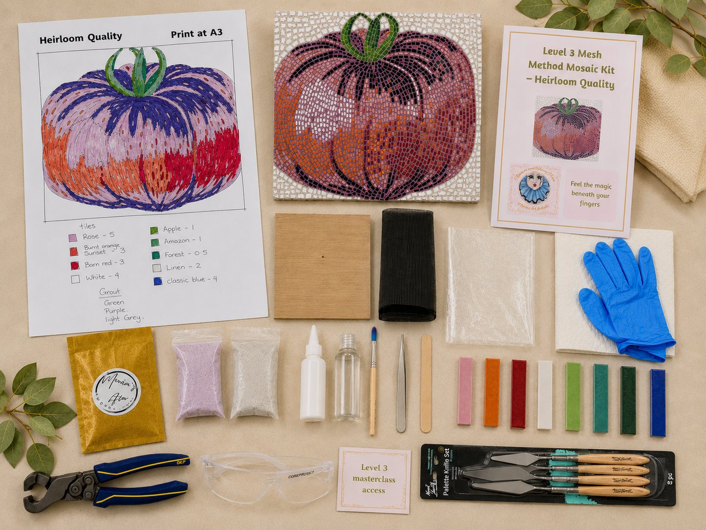 Heirloom Quality Tomato Hanging Mosaic Maker’s Studio DIY Kits | A3 25cm Square | 🛠 Level 3