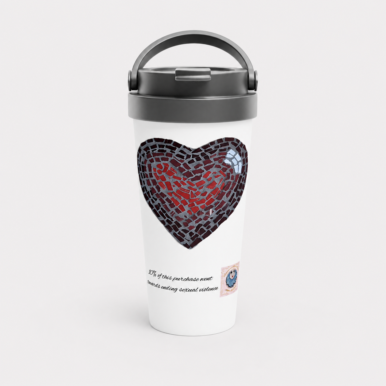 Love Heart 15oz Travel Mug | Insulated Mosaic Heart Mug