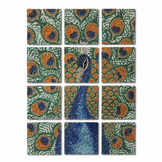 Peacock's Awakening Modular Mosaic Kit | Luxury Mosaic Art Kit with Plywood Board | 🛠 Luxury Kit