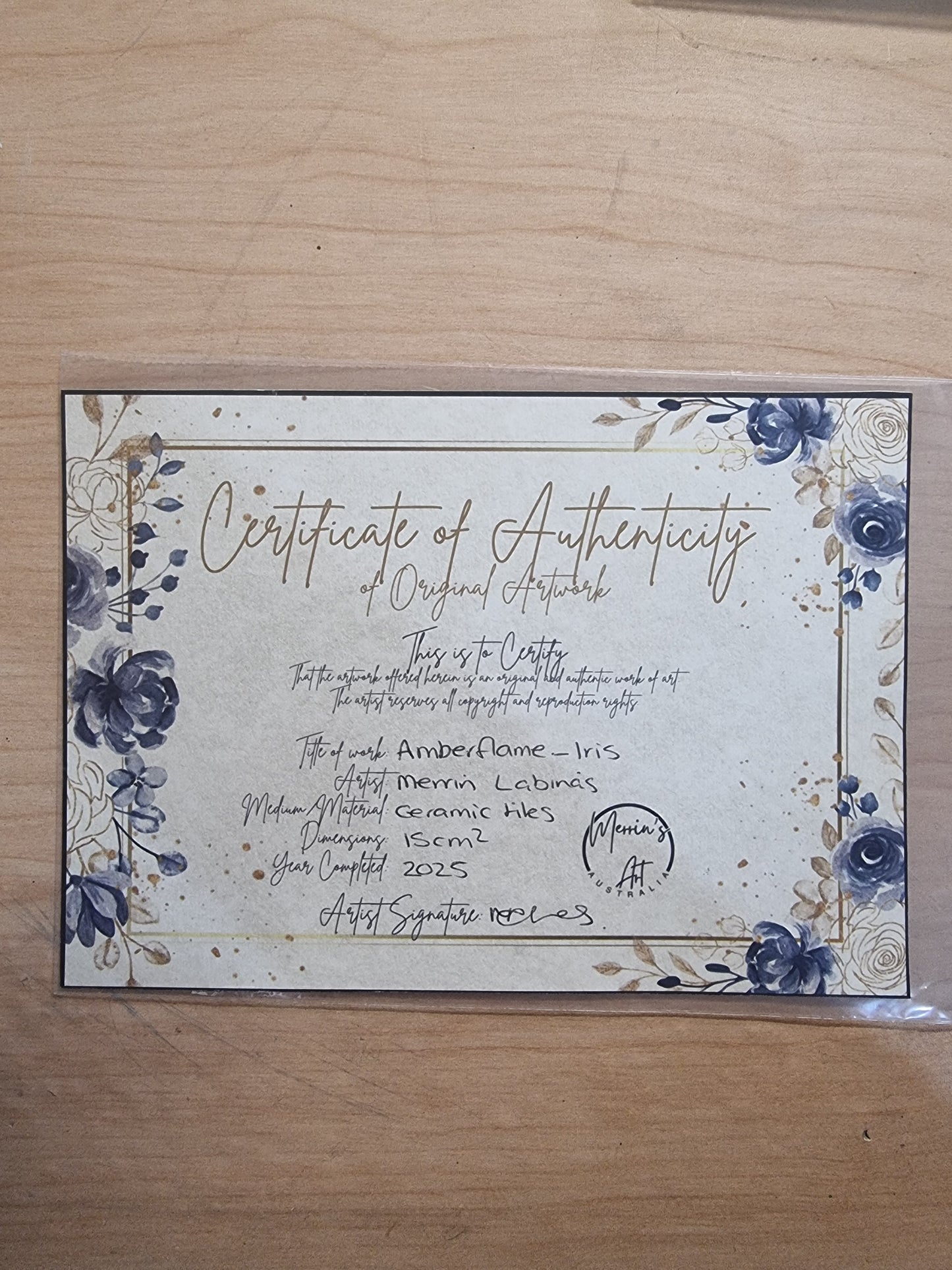 "Amberflame" Small Hanging Iris Mosaic — One of a Kind