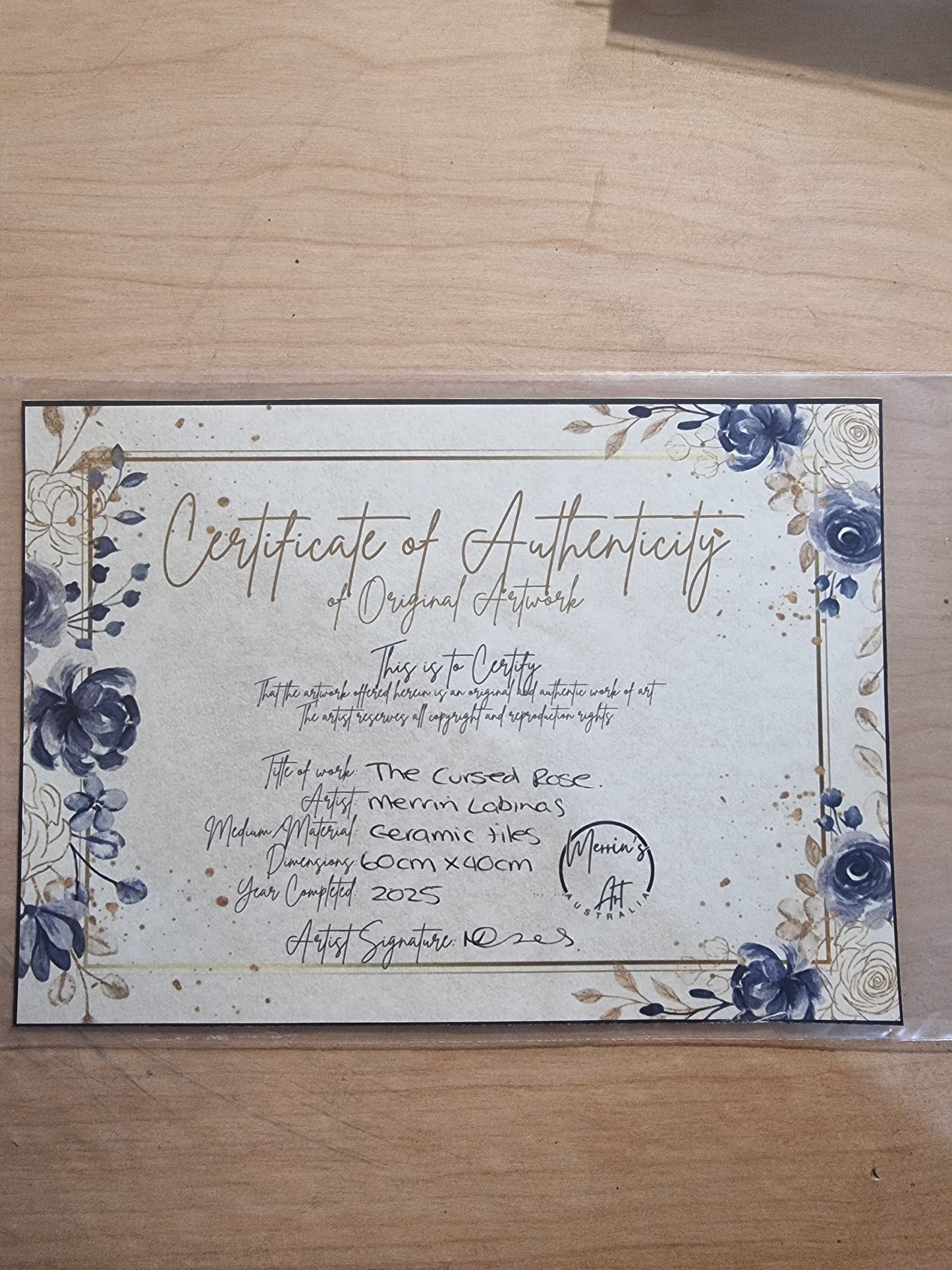 Cursed Rose - Mounted on Rustic Timber Frame