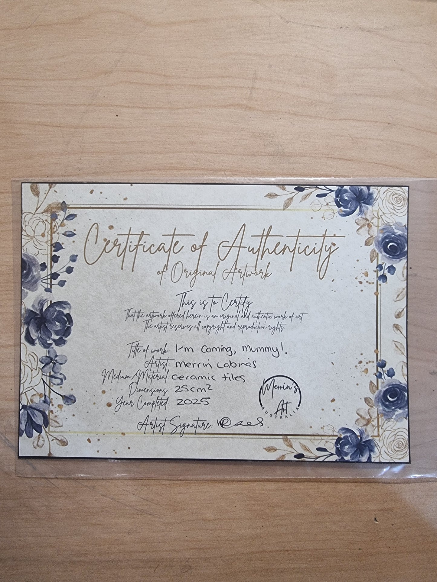 "I'm Coming, Mummy!" Medium Hanging Emperor Penguin Mosaic — One of a Kind