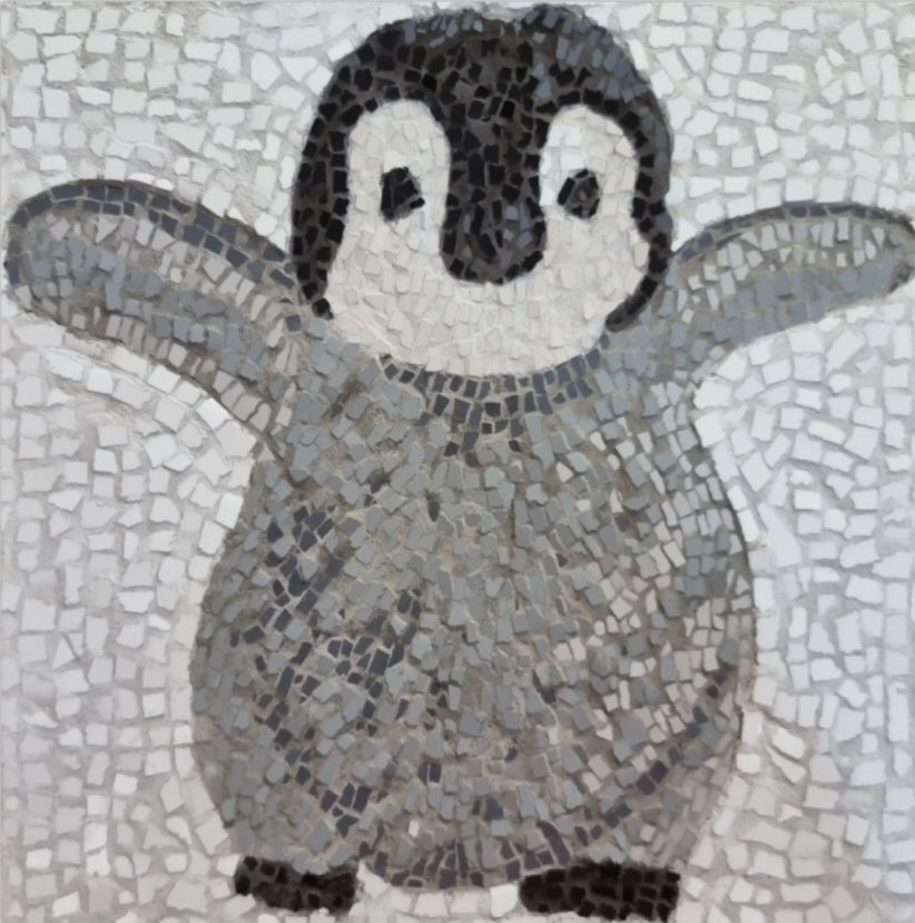 “I’m Coming, Mummy!” – Emperor Penguin Chick Mosaic Postcard Print