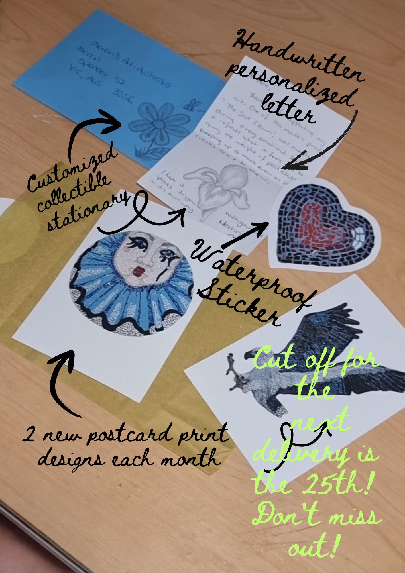 Mosaic Mail Club – Postcards & Sticker Subscription