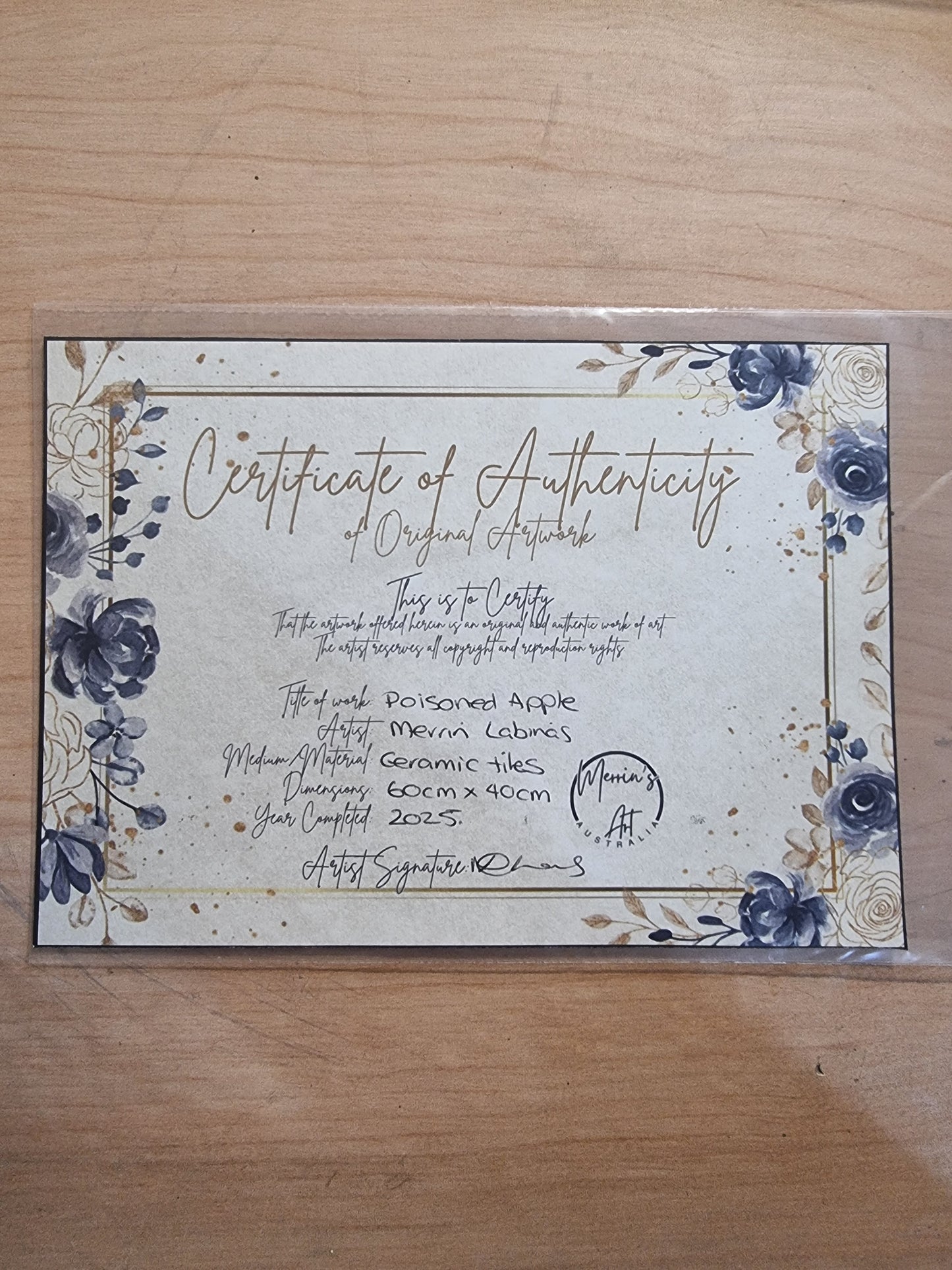 Poisoned Apple Mosaic – Mounted on Recycled Timber Shadow Box