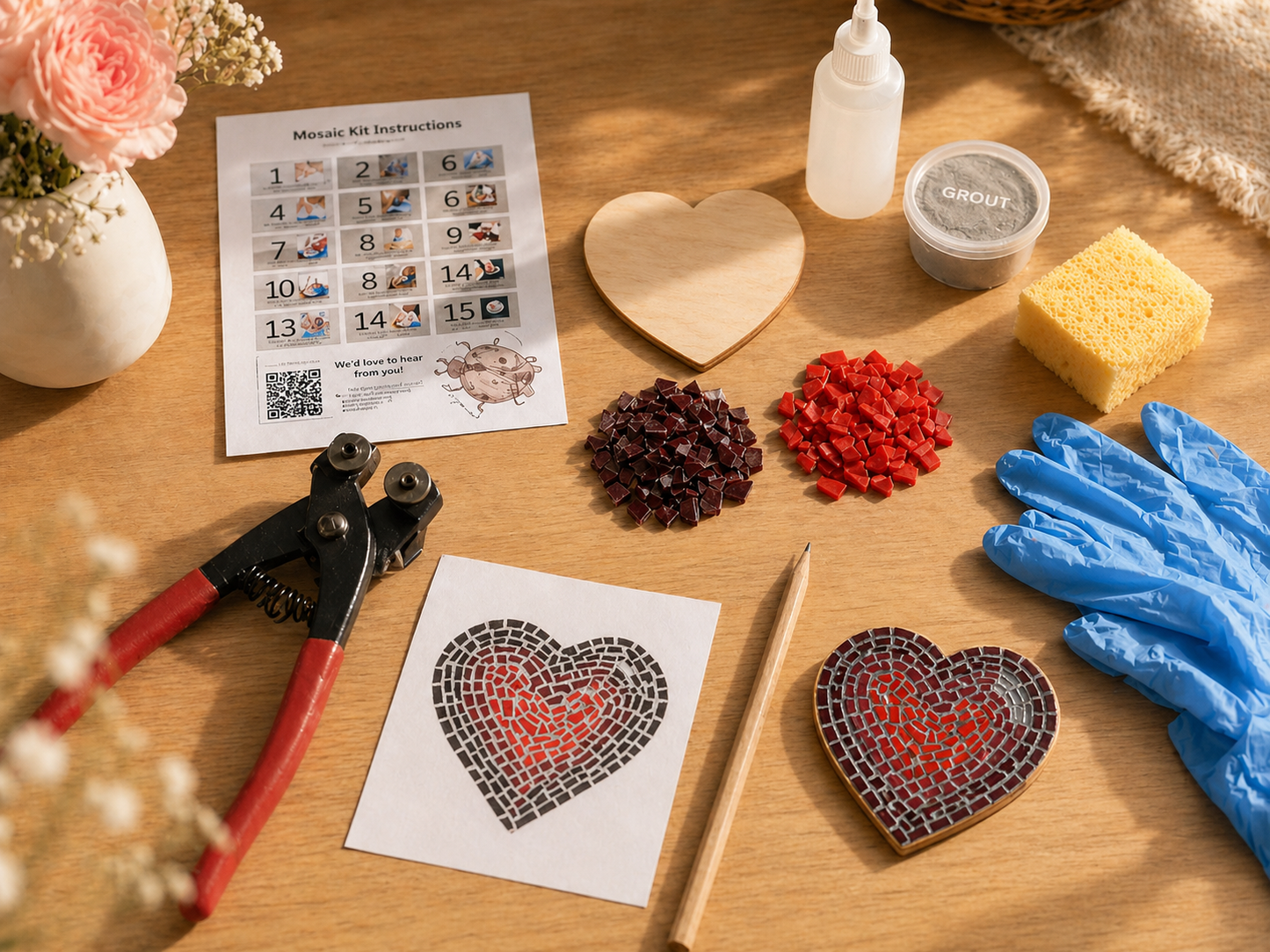 Love Heart Coasters Digital Download Design & Instructions Kit