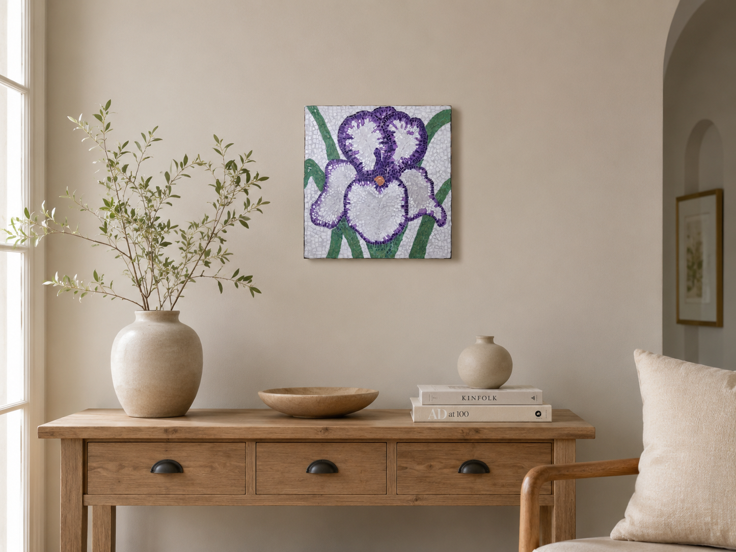 Violetta Large Iris Mosaic Original Artwork