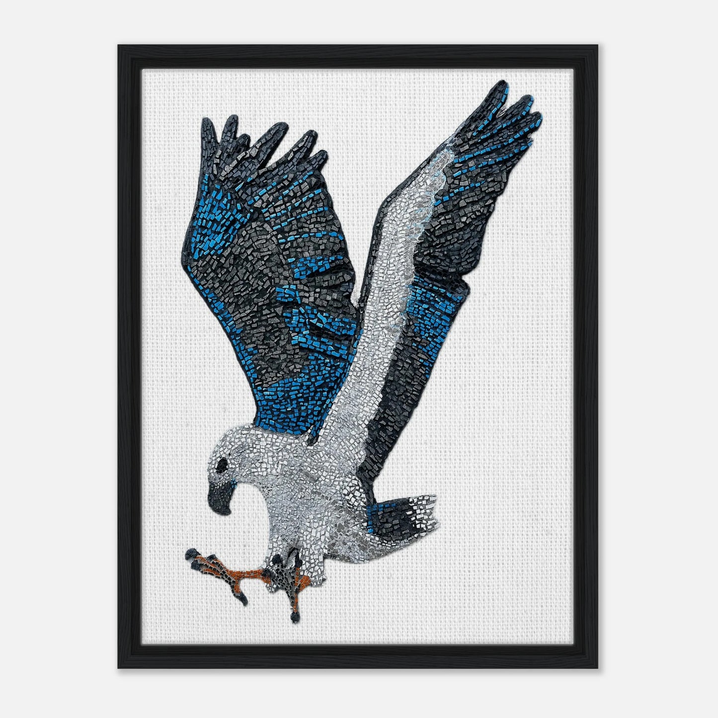 willow the white-bellied sea eagle mosaic printed on black wood framed canvas