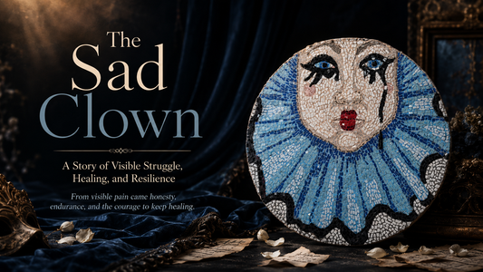 🎭 The Sad Clown: Emotional Mosaic Art Prints, Canvas Wall Art & Story-Driven Decor