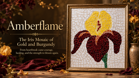 🌺 Amberflame: Iris Art Prints, Canvas Wall Art & Healing Floral Mosaic Decor