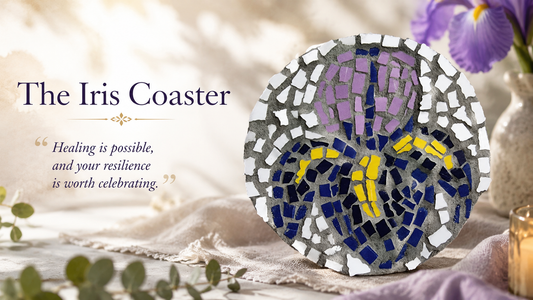 🌸 The Iris Coaster: Handmade Mosaic Coaster for Healing, Resilience & Meaningful Home Decor