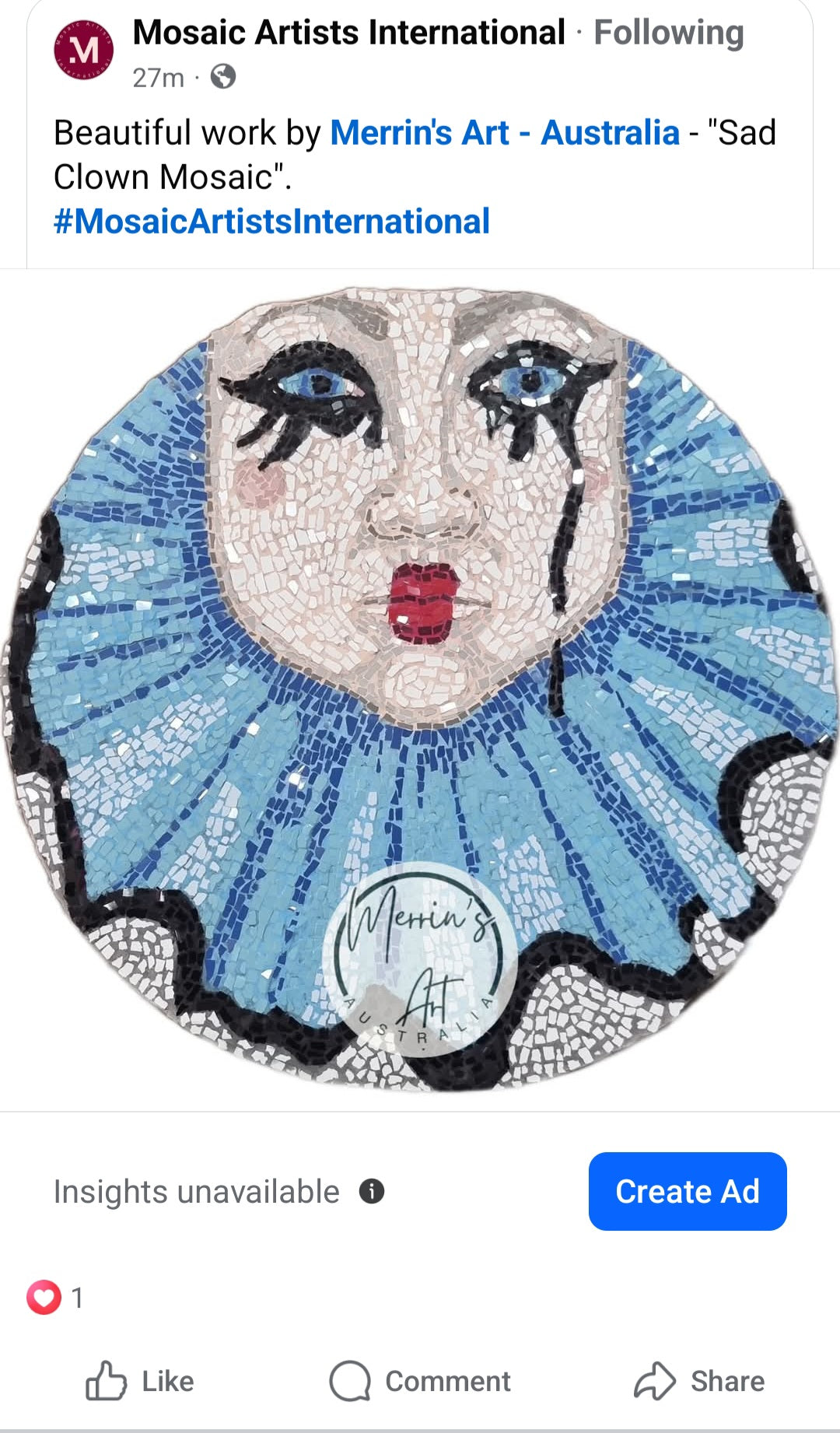Shop Sad Clown Mosaic Designs | Unique Art Products
