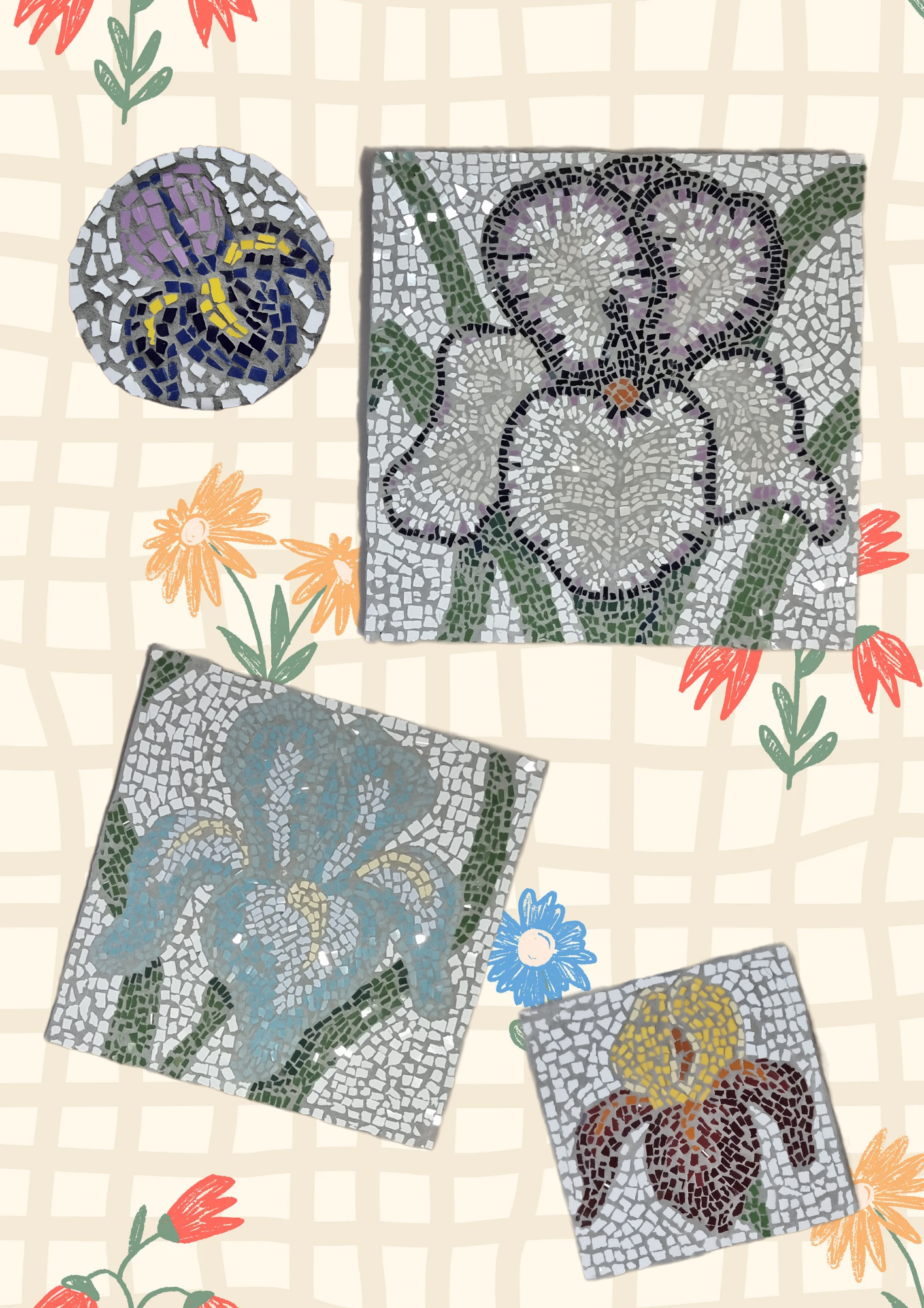 Iris Collection | Floral Mosaic Art, Gifts, Prints, Home Décor & Kits