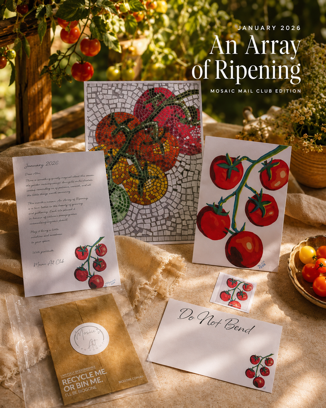 Past Mosaic Mail Club | January 2026 | An Array of Ripening Mosaic