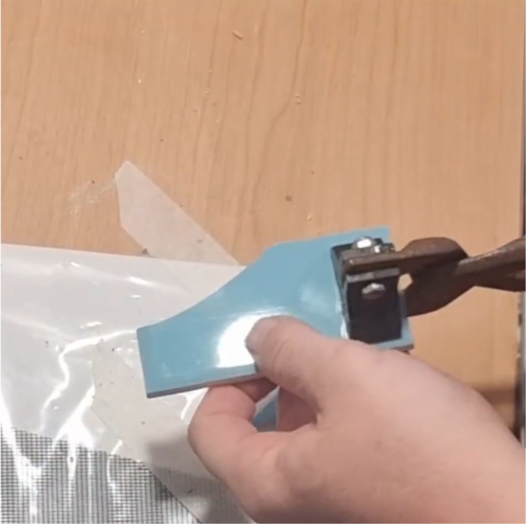 Load video: Close-up ASMR video of sky blue tiles being carefully cut for the Sad Clown mosaic on 29 July 2025. Crisp tile-snapping sounds and gentle tool movements create a relaxing, detailed view of the mosaic process.