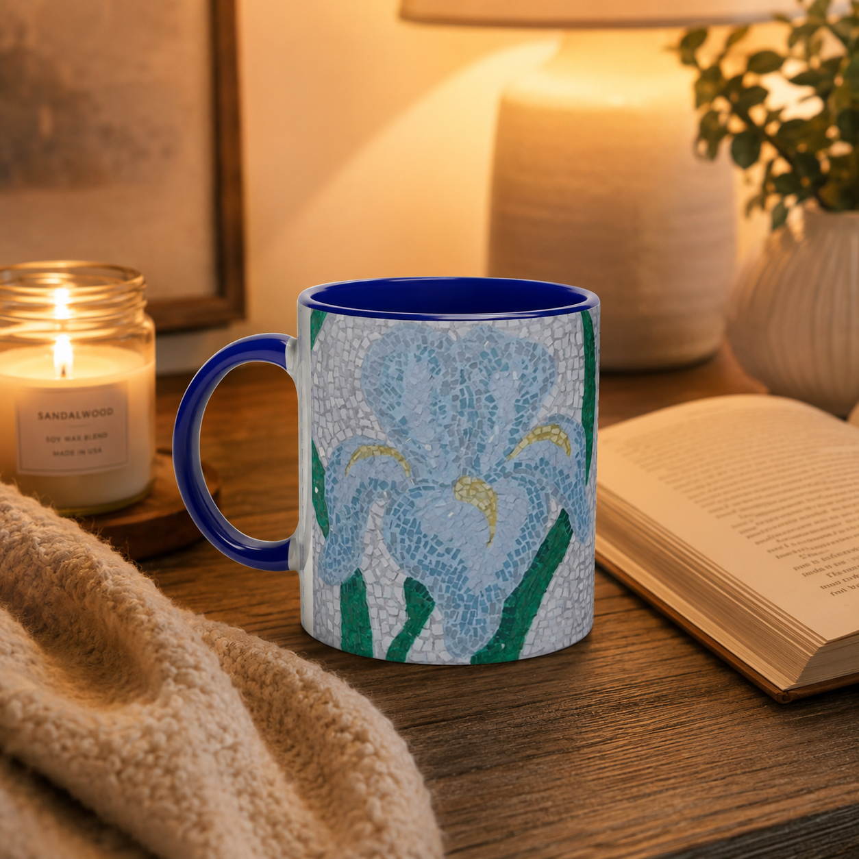 Aveline Iris Ceramic Mug – 11oz Floral Art Mug