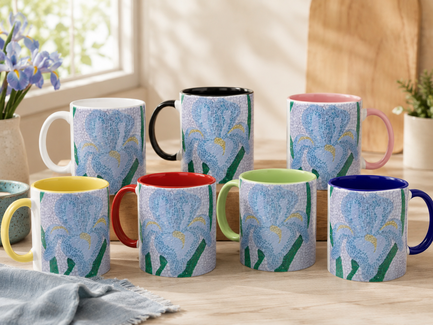 Aveline Iris Ceramic Mug – 11oz Floral Art Mug