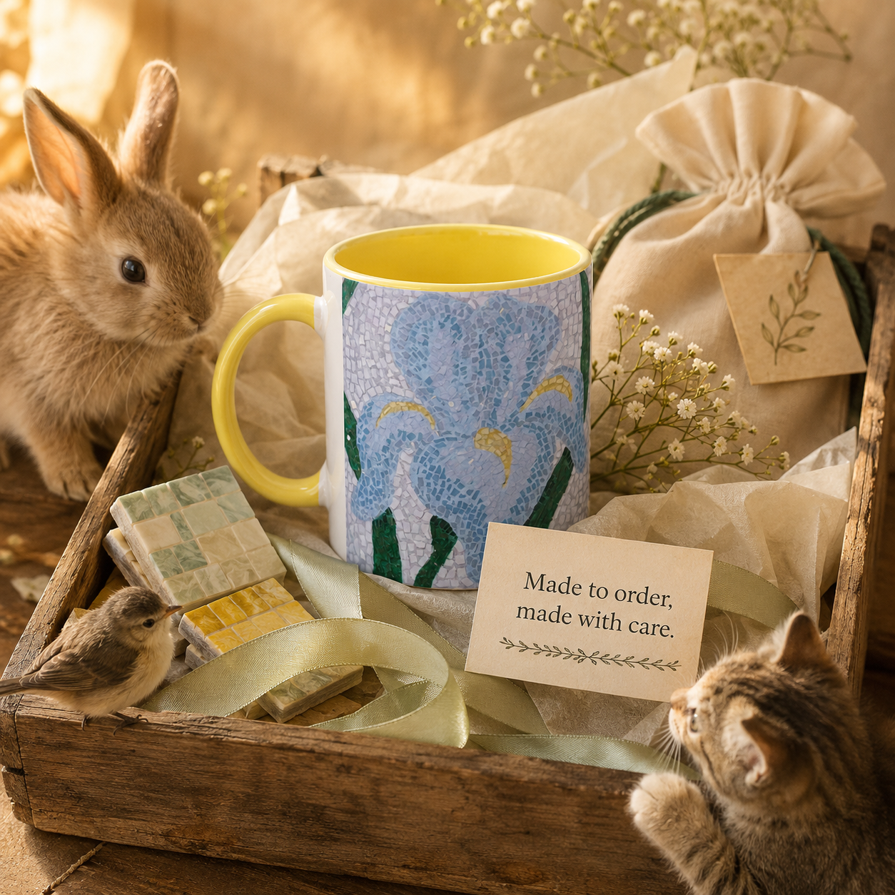 Aveline Iris Ceramic Mug – 11oz Floral Art Mug