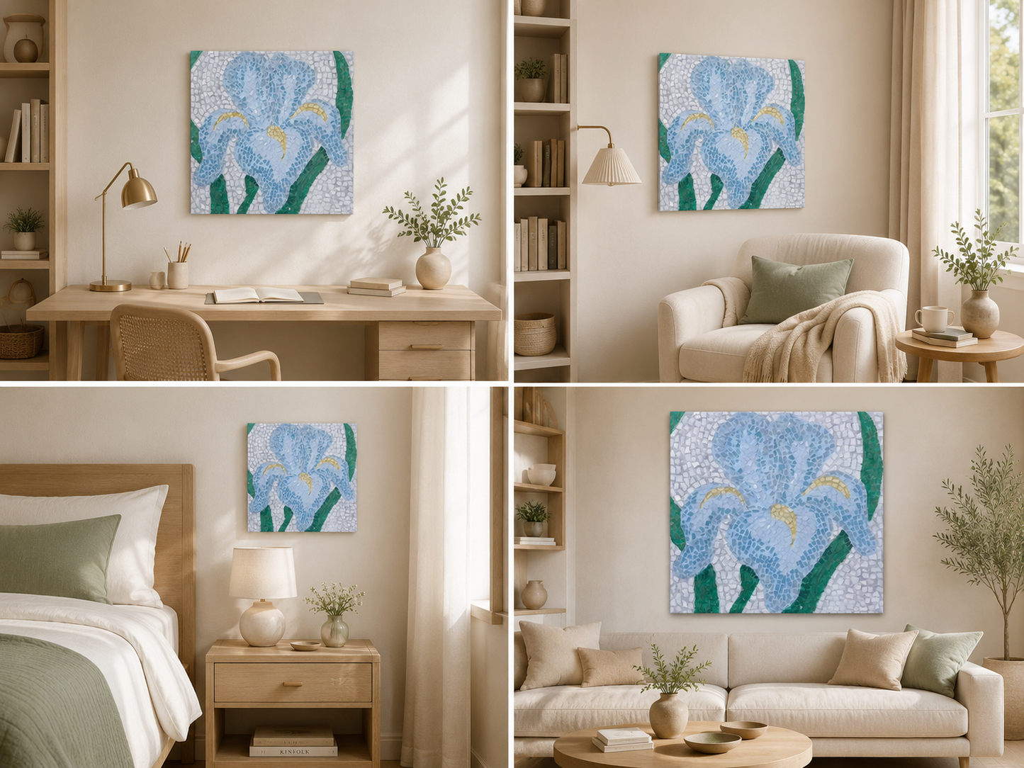 Aveline Iris Flower Mosaic Canvas Print