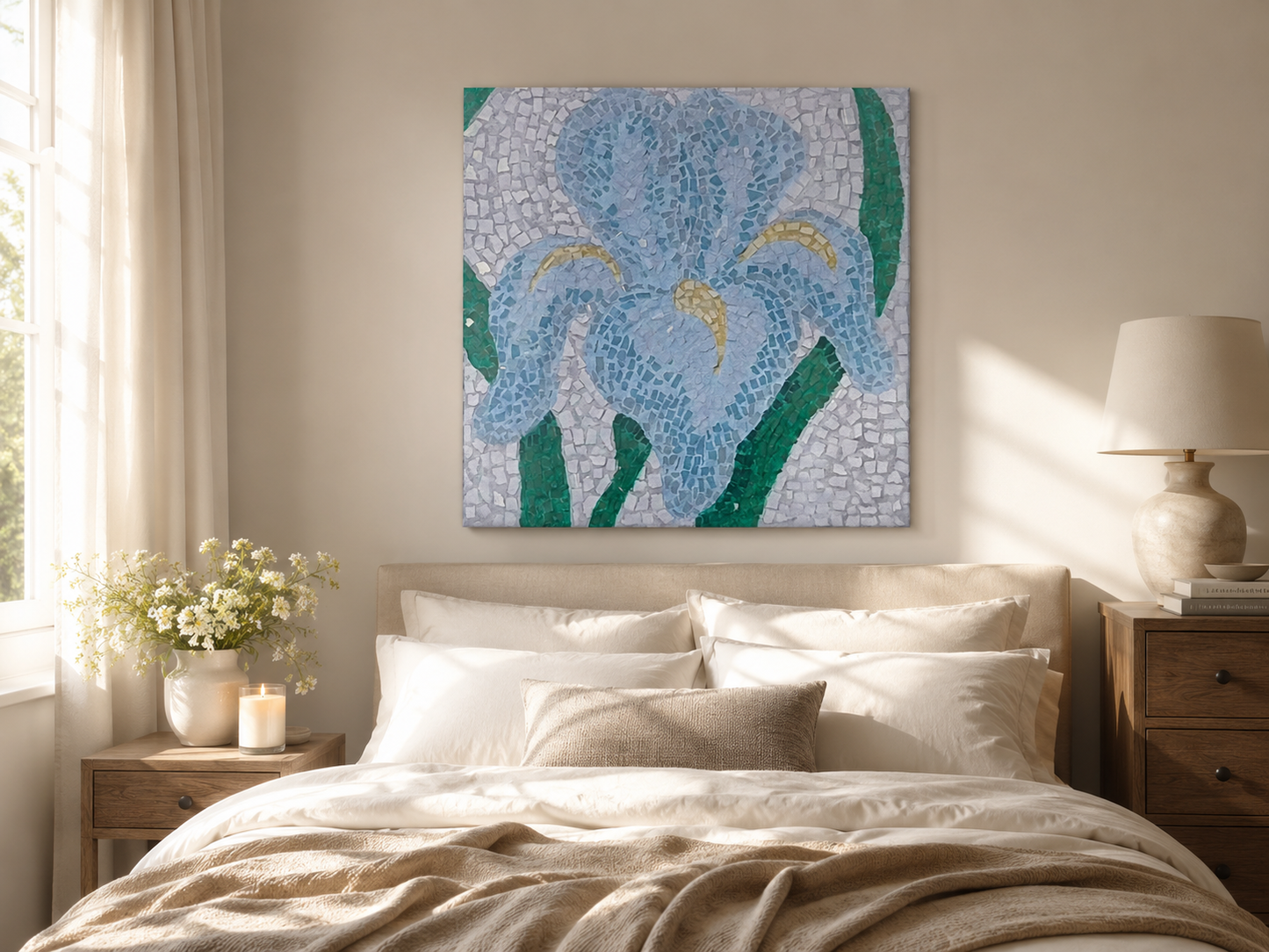 Aveline Iris Flower Mosaic Canvas Print