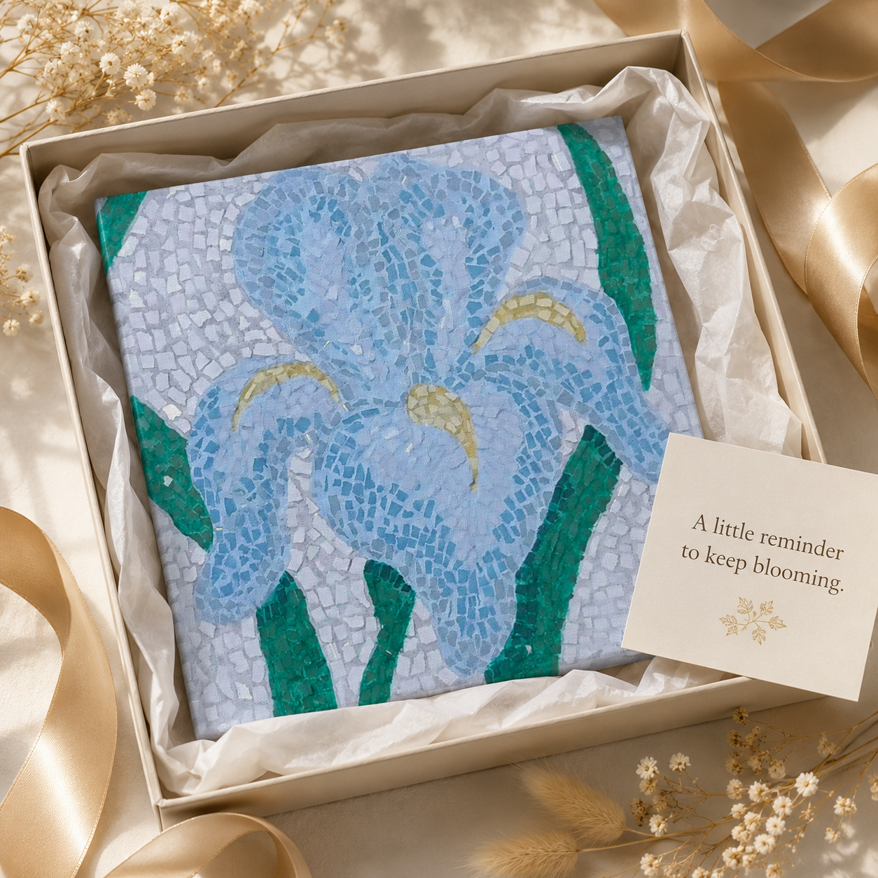 Aveline Iris Flower Mosaic Canvas Print