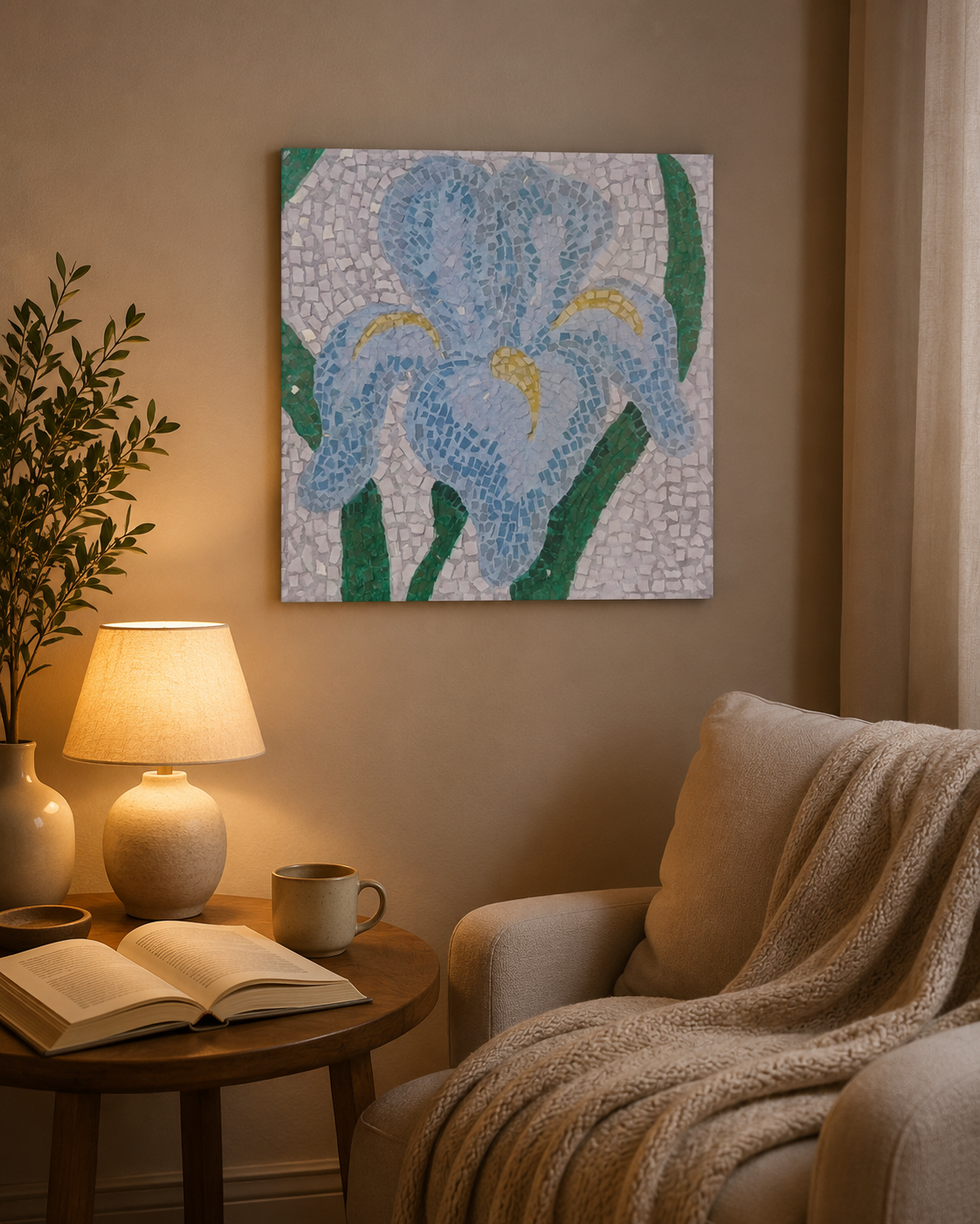 Aveline Iris Flower Mosaic Canvas Print