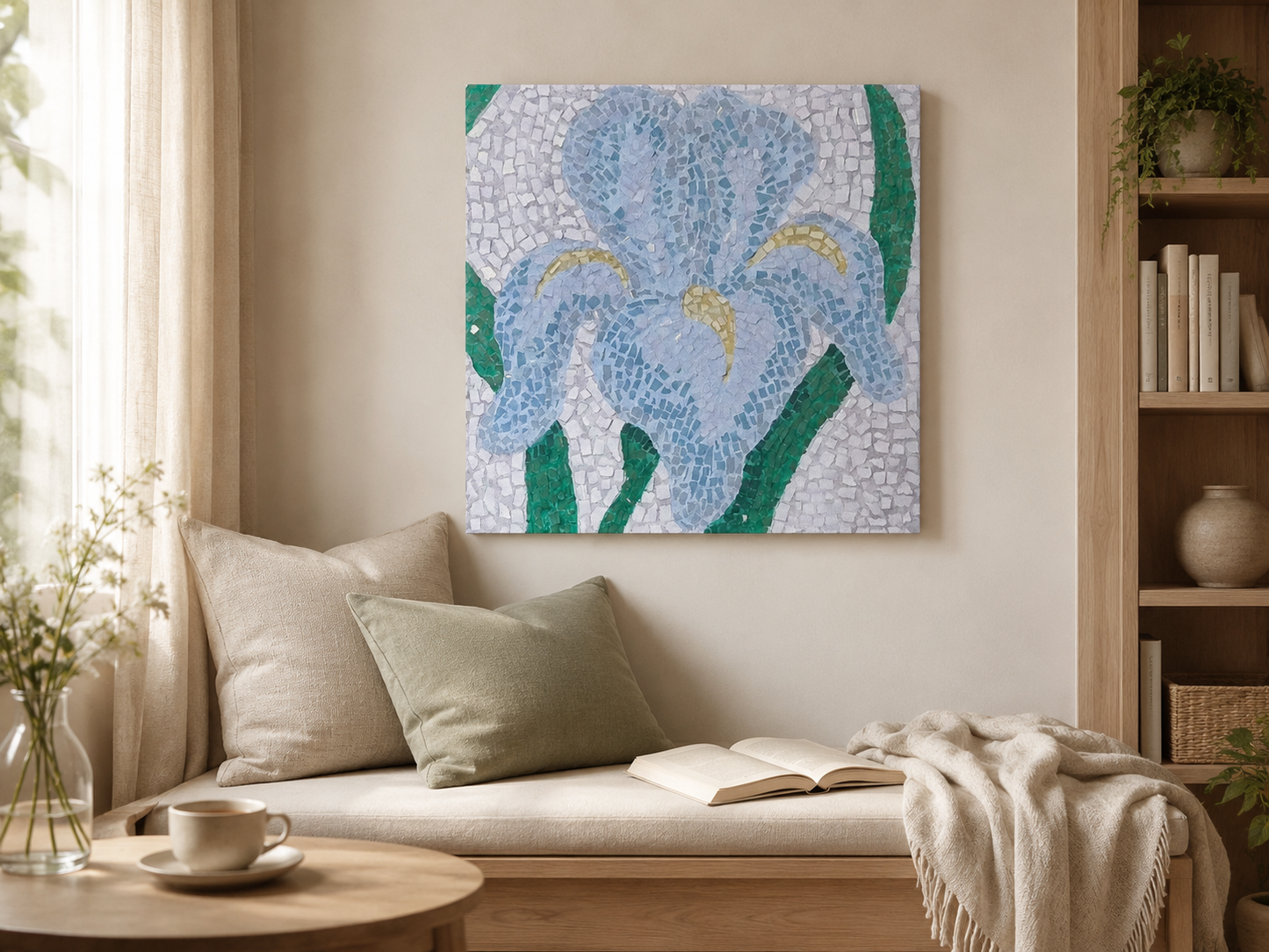 Aveline Iris Flower Mosaic Canvas Print
