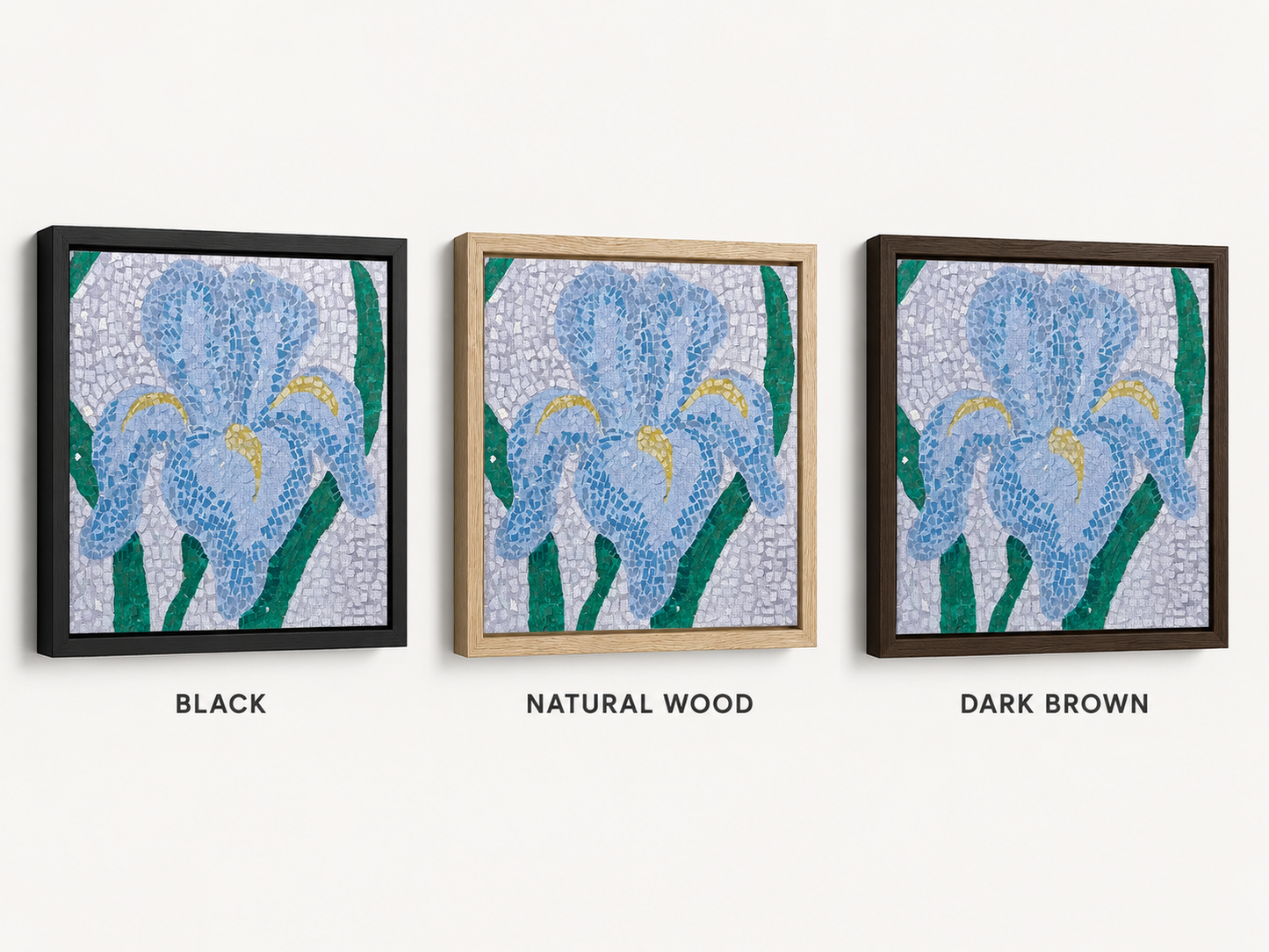 Aveline Iris Framed Canvas Print | Botanical Mosaic Wall Art