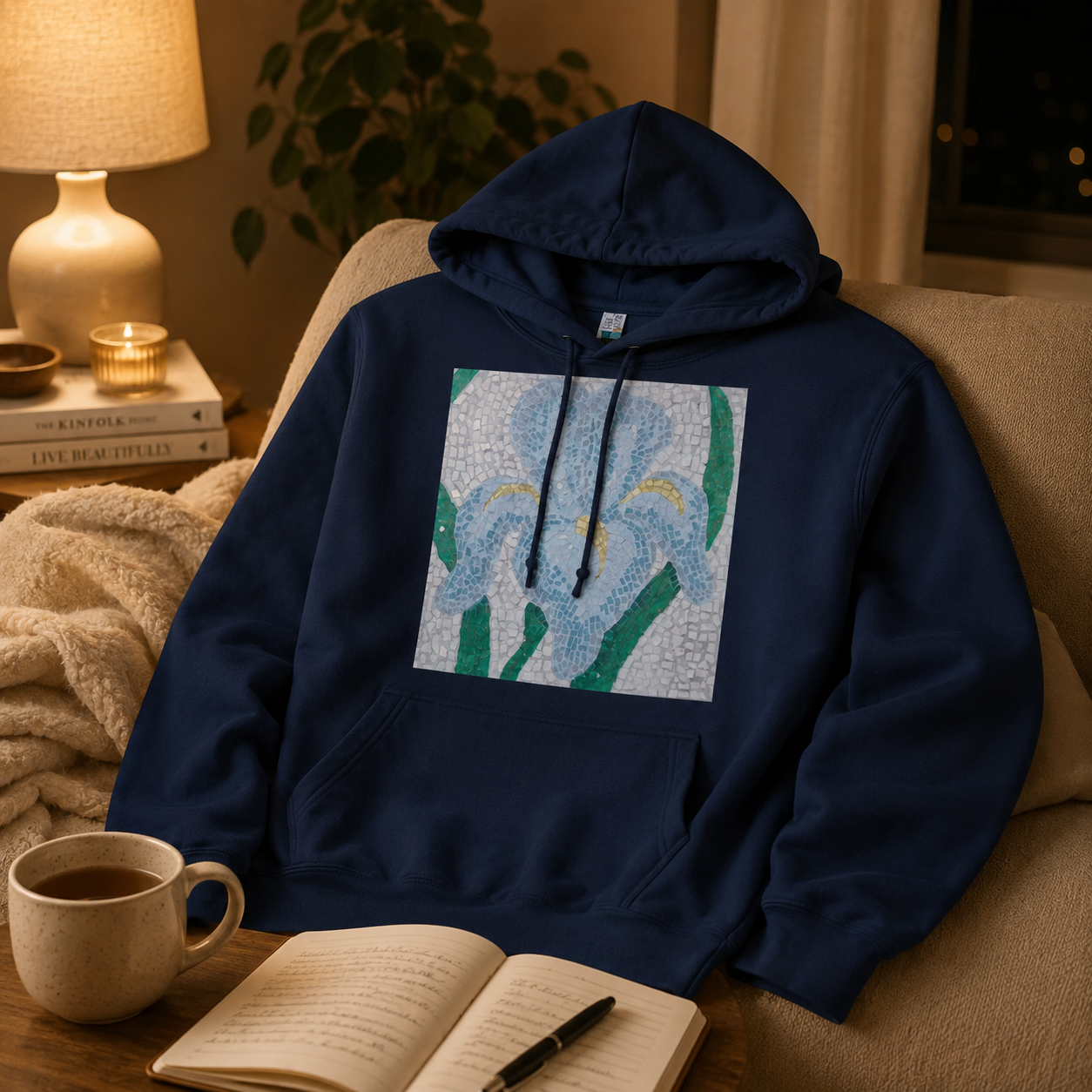 Aveline Iris Flower Mosaic Hoodie