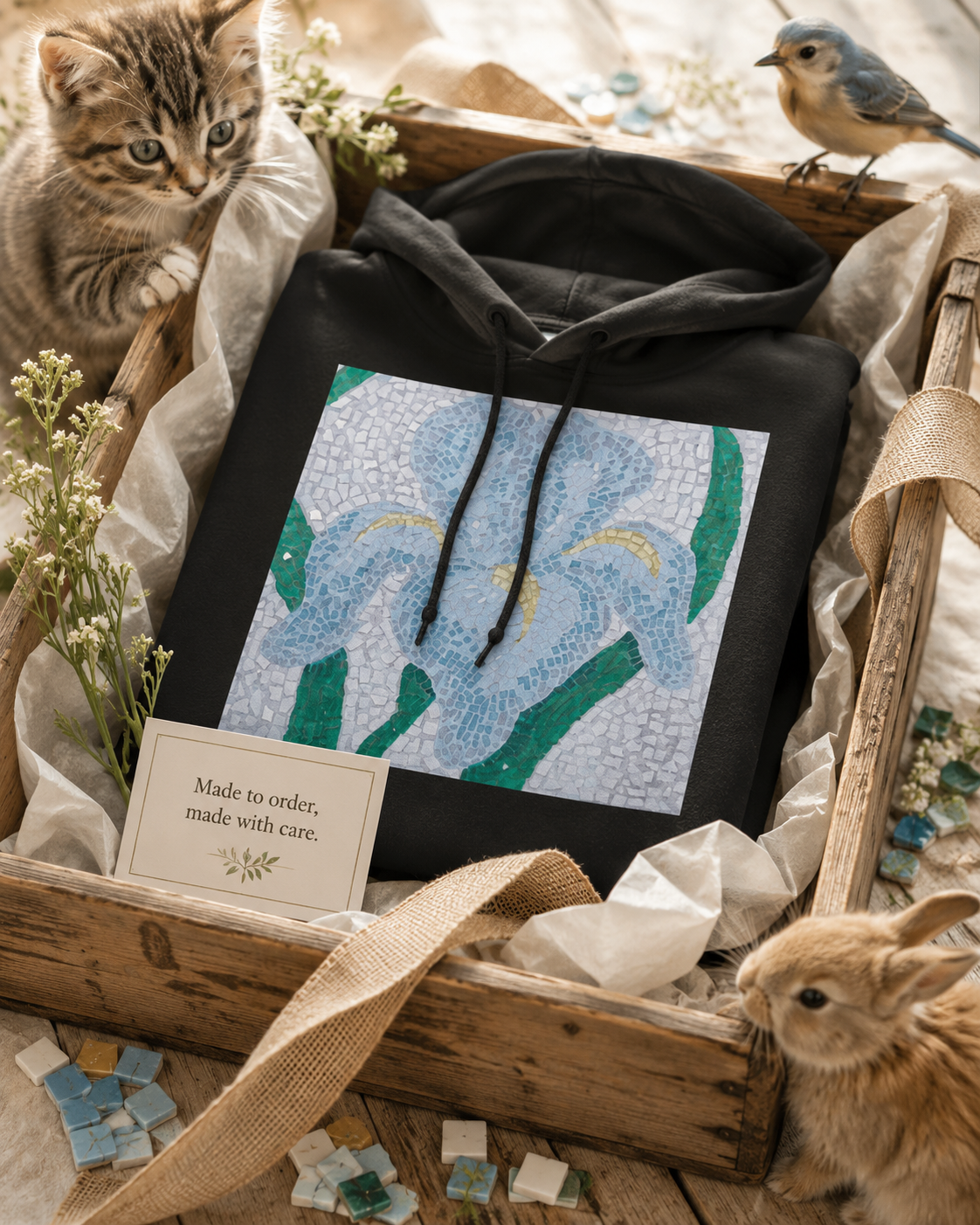 Aveline Iris Flower Mosaic Hoodie