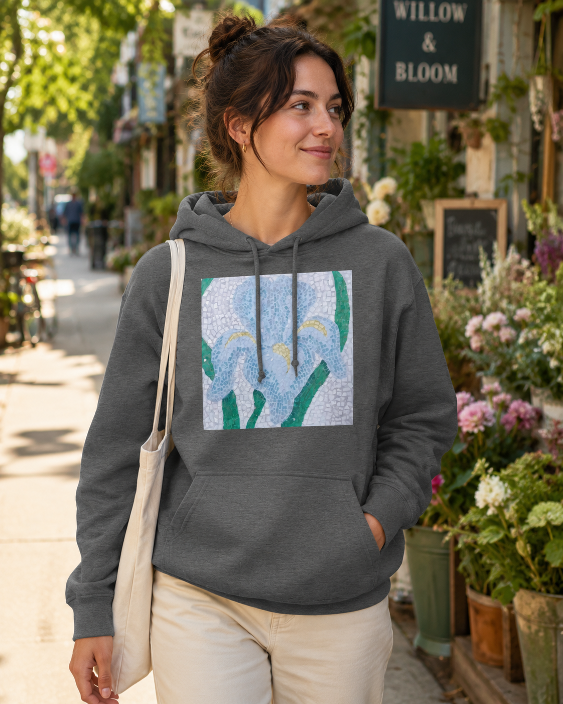 Aveline Iris Flower Mosaic Hoodie