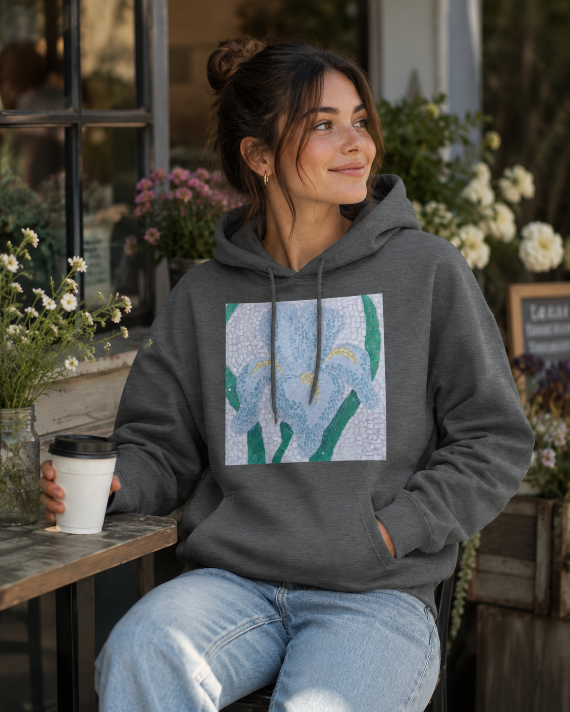 Aveline Iris Flower Mosaic Hoodie