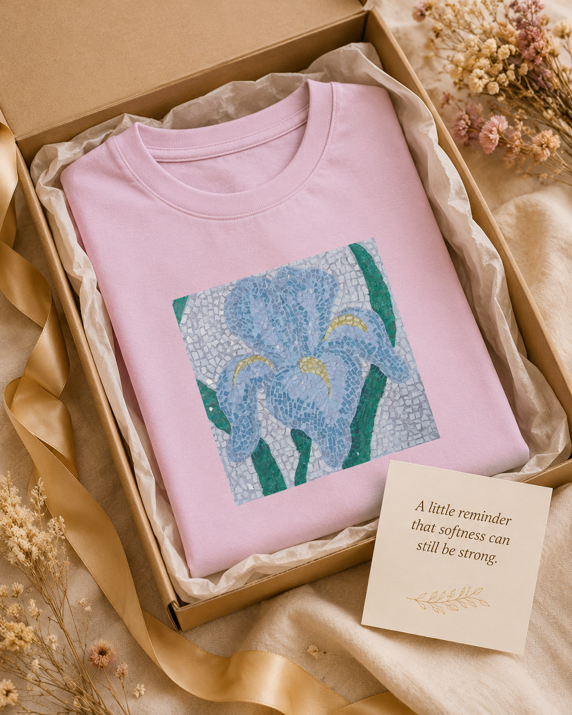 Aveline Iris Flower Mosaic Ultra Cotton Tee – Floral Art Shirt