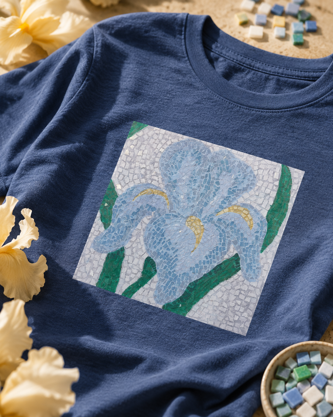 Aveline Iris Flower Mosaic Ultra Cotton Tee – Floral Art Shirt