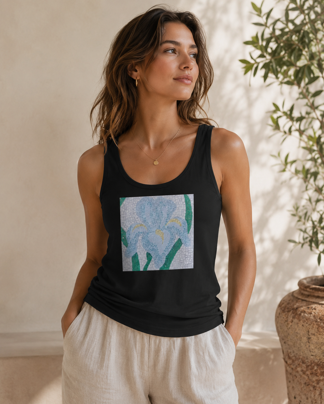 Aveline Iris Flower Mosaic Unisex Jersey Tank Top