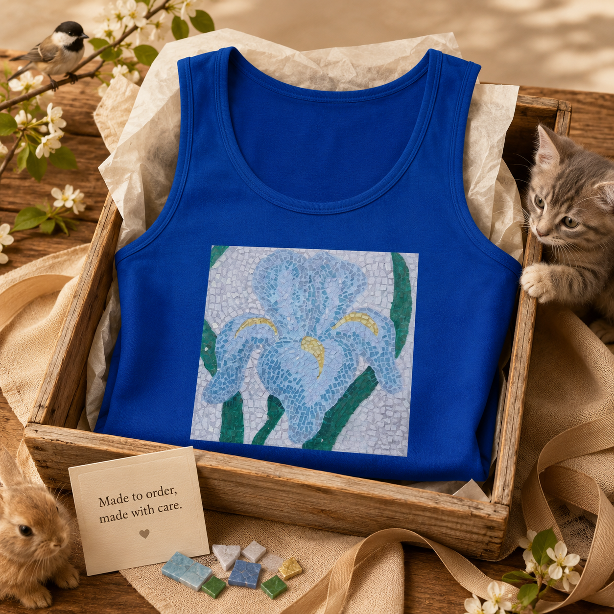 Aveline Iris Flower Mosaic Unisex Jersey Tank Top
