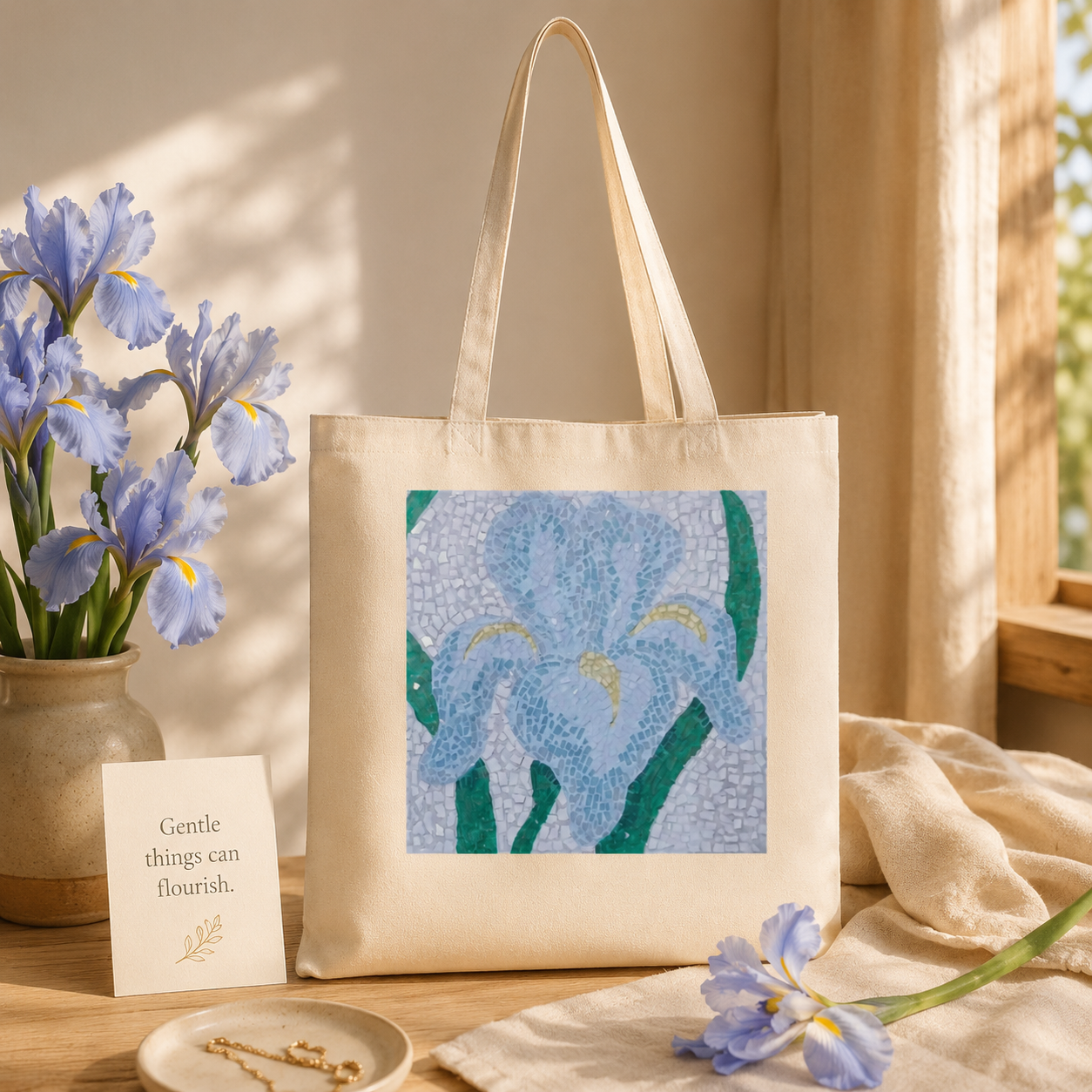 Classic Tote Bag | Aveline Iris Flower Mosaic