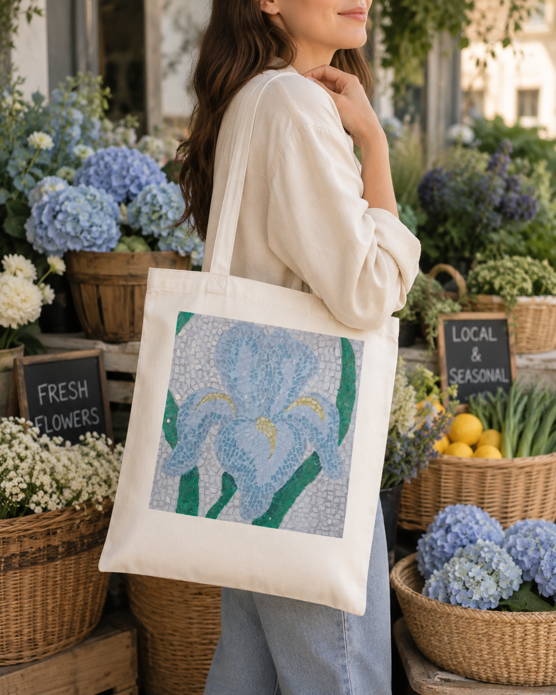 Classic Tote Bag | Aveline Iris Flower Mosaic