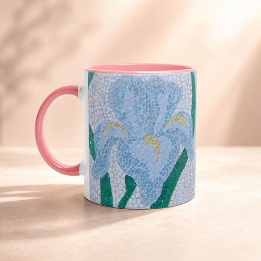 Aveline Iris Ceramic Mug – 11oz Floral Art Mug