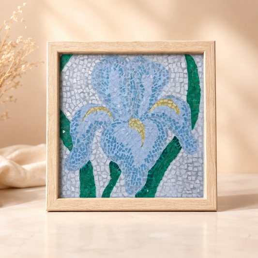Aveline Iris Framed Canvas Print | Botanical Mosaic Wall Art