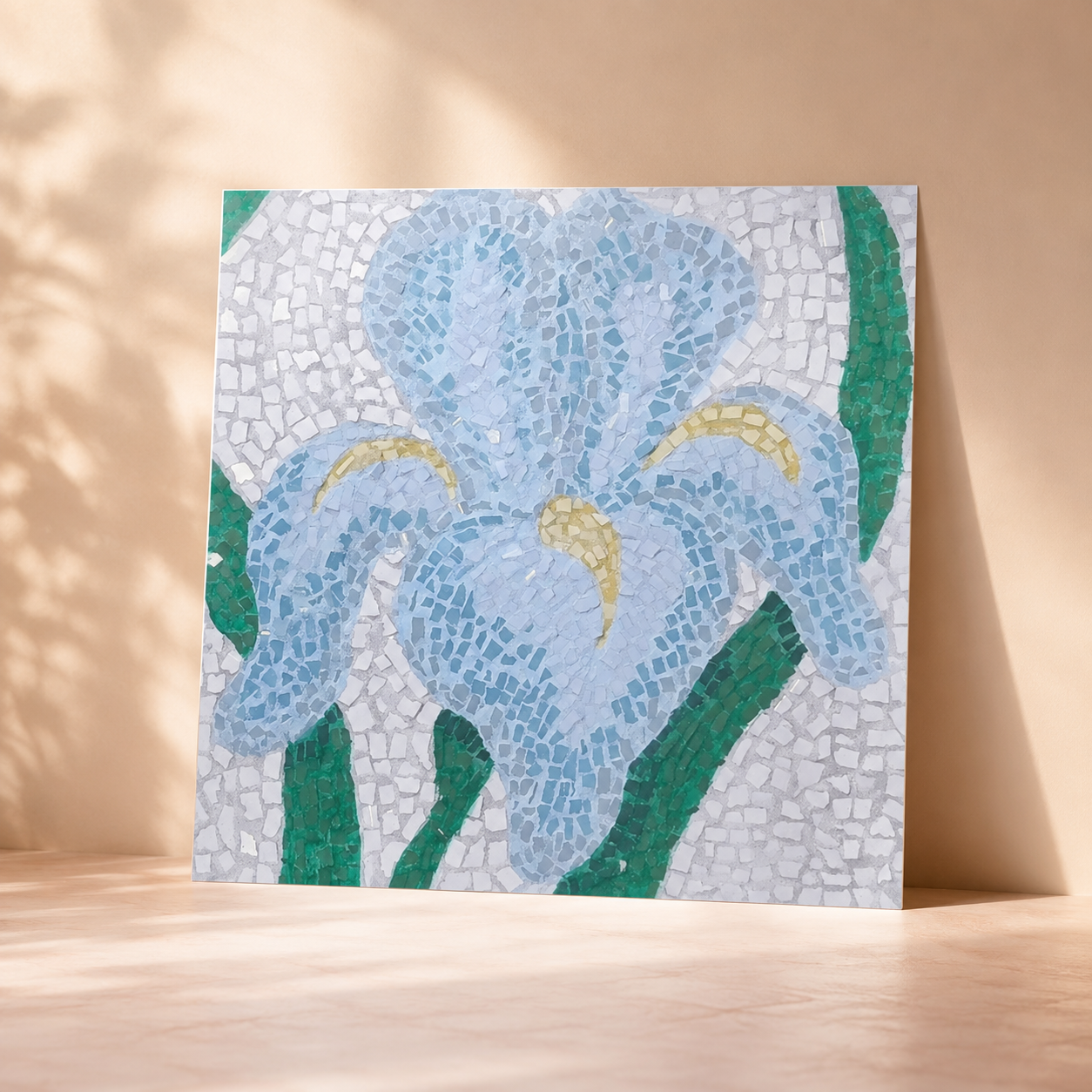 Aveline Iris Fine Art Poster | Soft Botanical Mosaic Wall Art