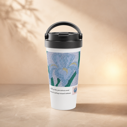Aveline Iris Stainless Steel Travel Mug – 15oz Floral Art Mug