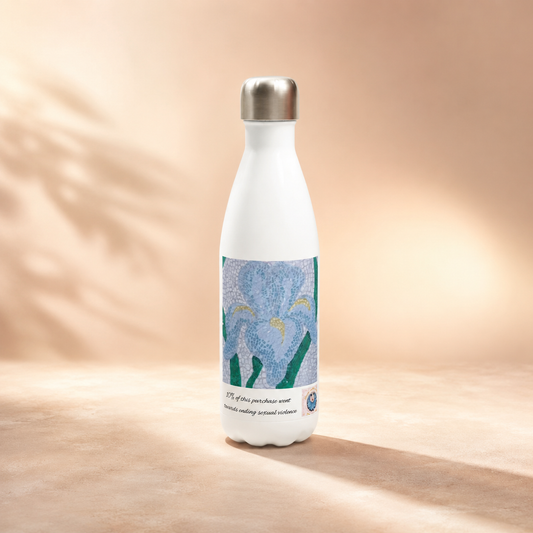 Aveline Iris Stainless Steel Water Bottle – 17oz Floral Art Bottle