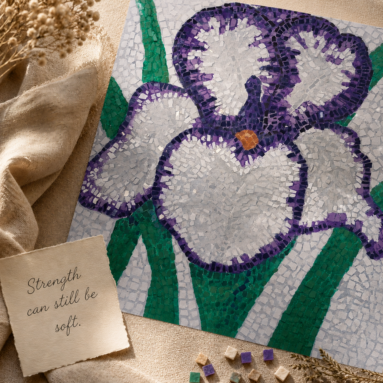 Violetta Mosaic Fine Art Poster | Iris Flower Wall Art